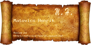 Matovics Henrik névjegykártya